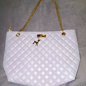 Bright white bag (can be used as a Crossbody or handbag w/ gold hardware NWT